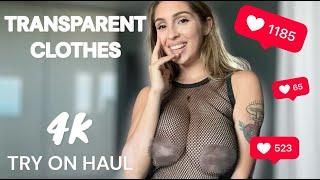 [4K] Transparent Try on Haul | No Bra | See Through Trend