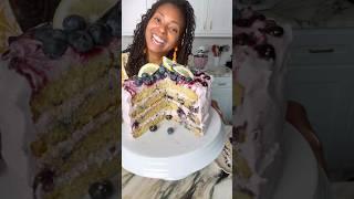 Lemon Blueberry Cake at Grandbaby-Cakes.com #lemoncake #lemoncakerecipe #blueberrycake