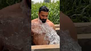 Desi Hot Men enjoying bathing at farm  #viral #desihunk #macho #bodybuilder #hotmen