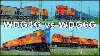 WDG4G 4500hp vs. WDG6G 6000hp || General Electric (GE) Locomotives Chugging || Heavy Freights Trains