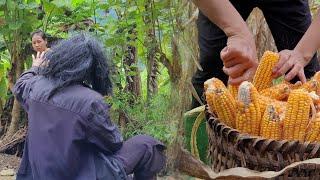 After the meeting: The strange man acted badly while the girl was harvesting corn.