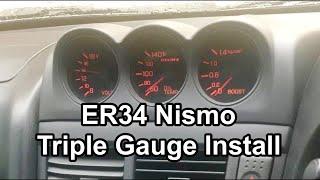 R34 Skyline Nismo triple gauge cluster installation