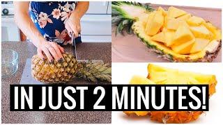 How to CUT a PINEAPPLE Without Waste & KNOW WHEN IT IS RIPE!! (So Delicious) | Andrea Jean Cleaning