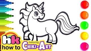 How To Draw Unicorn Easy | Drawing And Coloring Animals | Chiki Art | Hooplakidz HowTo