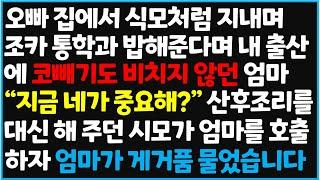 (신청사연) 오빠 집에서 식모처럼 지내며 조카 통학과 밥해준다며 내 출산에 코빼기도 비치지 않던 엄마 "지금 네가 중요해?" [사이다사연][감동사연][라디오 드라마][오디오북]