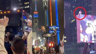 Knicks fans surround Celtics team bus and go CRAZY after advancing to ECF