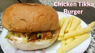 Tandoori Chicken Tikka Burger Recipe !How To Make Chicken Tikka Burger At Home By(Indian Dastarkhwan