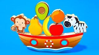 Learn fruits and animals with Wooden Toy Ship | Tino Cartoon for Toddlers