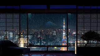 Rain Over Tokyo w Distant Rolling Thunder Sounds for sleep, study, relaxation | ASMR 4K