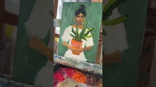 Natalymak.etsy.com #oilpainting #painting #girl #boho #bohogirl #bohodecor #bohostyle