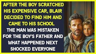 After the boy scratched his car, Blair  came to his school and was mistaken for his  father
