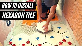 Hexagon TILE installation [How to TILE bathroom floor with Hexagon Tiles]