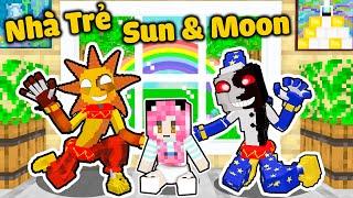 MỀU THỬ THÁCH 24GIỜ TRỐN KHỎI NHÀ TRẺ SUN AND MOON TRONG MINECRAFT*REDHOOD TRỞ THÀNH EM BÉ MOON DROP