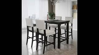 5 Pc counter height Table and chair set   high top Table and 4 counter height stool