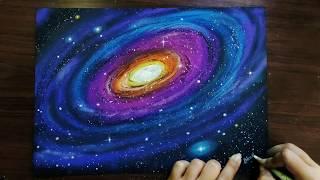 Quick and Easy Galaxy Drawing with Pastels for Beginners - Step by Step