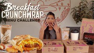 EATING EVERY @TacoBell  A.M. CRUNCHWRAP MEAL & trying #cinnabon coffee for the first time!