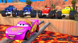 McQueen Pink VS Lightning McQueen VS Police Car and Tow mater DEAD SCEN BLACKMAIL revenge