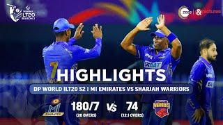 ILT20 S2 | English - HIGHLIGHTS | Sharjah Warriors  V/S MI Emirates - T20 Cricket | 26th Jan