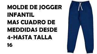 MOLDE DE PANTALON JOGGER PARA NIÑO-A UNISEX