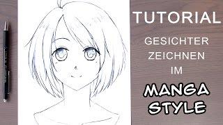 [Tutorial] How to draw a Manga face for beginners│ female / front view (GER with EN subs)