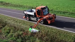 MULAG Grünpflegekopf ECO 1200 an Frontausleger MFK 500 Unimog - Ecological Mowing Head