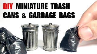 How to Make REALISTIC Miniature Metal Trash Cans & Garbage Bags for Dioramas