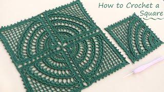 Ажурный КВАДРАТНЫЙ МОТИВ вязание крючкомEasy Crochet square motifs pattern for beginners