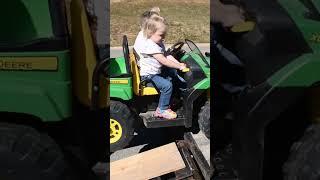 Loading up all the power wheels! #powerwheels #johndeere #tractor #kids #family