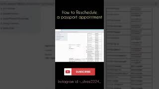 How to Reschedule Passport Appointment|पासपोर्ट अपॉइंटमेंट कैसे बदलें  #youtubeshorts #passport