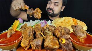 SPICY MUTTON CURRY, MUTTON LEG PIECE, SOFT LUCHI, RICE, CHILI ASMR MUKBANG EATING SHOW | BIG BITES |