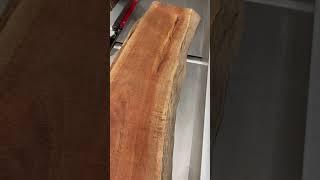 Live edge slab flattening on a felder planer