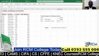 ADVANCED EXCEL AT RCM ONLINE COLLEGE CALL 0793 555 000