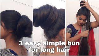 try 3 easy bun long hair !!