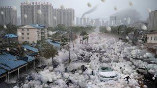 Now China is in chaos! Storm and fist-sized hail destroy cars in Nanjing