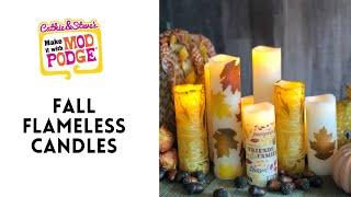 Napkin Decoupage Fall Candle Centerpieces