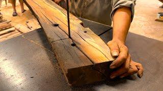 Amazing By The Waste Wood Processing Project: The Young Man Repurposes Waste Wood Into Park Bench