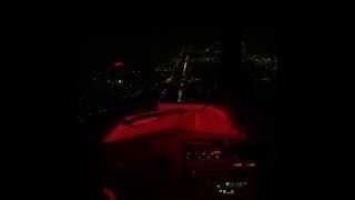 Cockpit view of us flying down the 91 Freeway in a DC-3 at night.