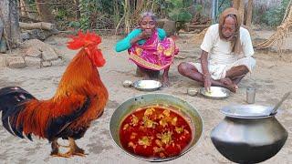 Village Famous RED Country Chicken kosha Curry eating with Rice||Cooking by our Grandmother.