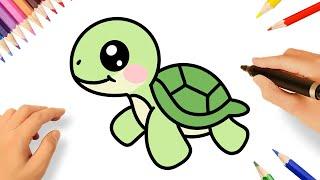 COMMENT DESSINER UNE TORTUE KAWAII FACILEMENT ️