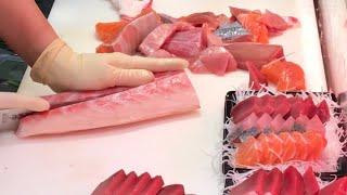 Famous Freshly Cut Sashimi at Taipei Binjiang Market / Taiwanese Street Food