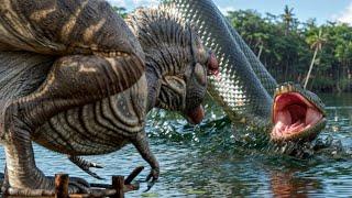 Massive Anaconda takes T-Rex into Lake for Dinner