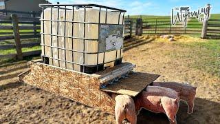 Make a Pig Feeder from an IBC Tote and Waterer from PVC