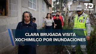 Clara Brugada recorre zonas afectadas por lluvias en Xochimilco