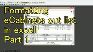 Formatting eCabinets cut list in excel Part1