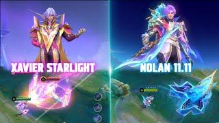 NOLAN 11.11 SKIN AND XAVIER STARLIGHT DECEMBER GAMEPLAY | MOBILE LEGENDS