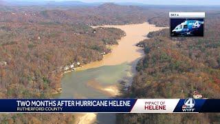 Sky 4 shows Chimney Rock, Lake Lure, two months after Hurricane Helene