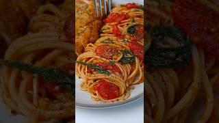 Cherry Tomato Spaghetti with Fried Chicken Cutlet