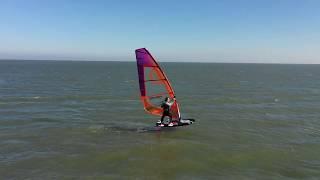 Windsurfing and hydrofoil wind surfing at Candlestick Point, San Francisco California