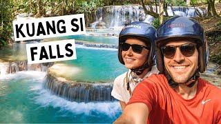 AMAZING LAYERED WATERFALLS at Kuang Si Falls in Luang Prabang!