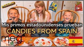 ¿Les gustarán las chuches que compré en España? | My Little Cousins Try Candies from Spain